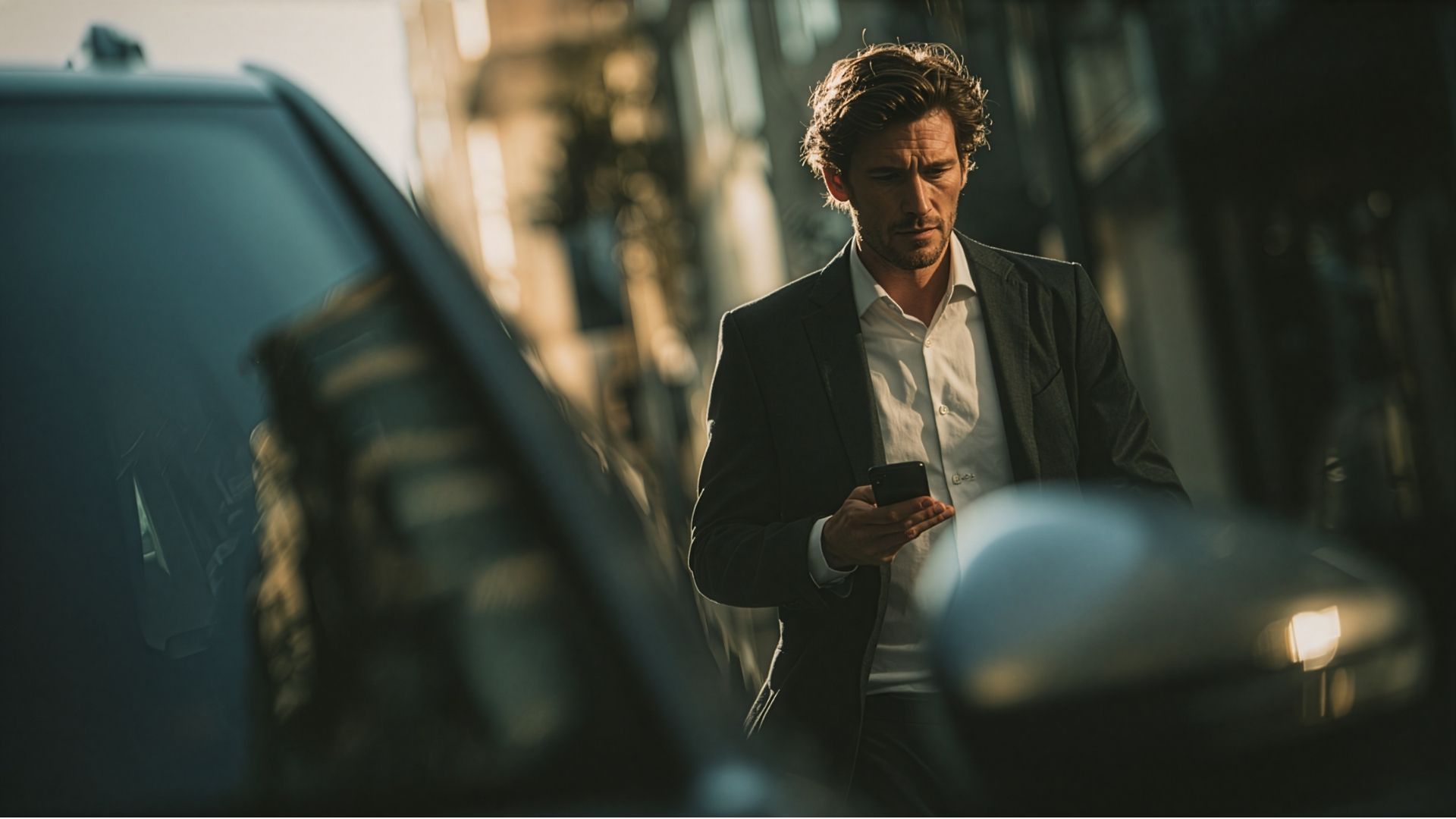 Business professional beside a leased vehicle in Malaysia